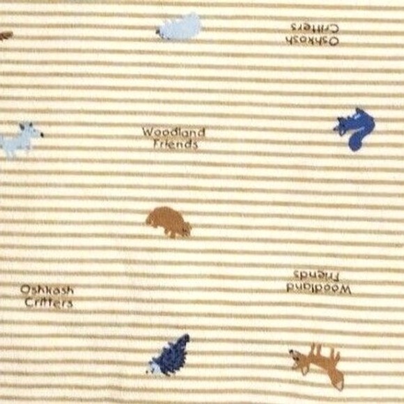 Oshkosh Critters Woodland Friends Cotton Bear Blanket Beige Brown Stripe Baby - Picture 2 of 5